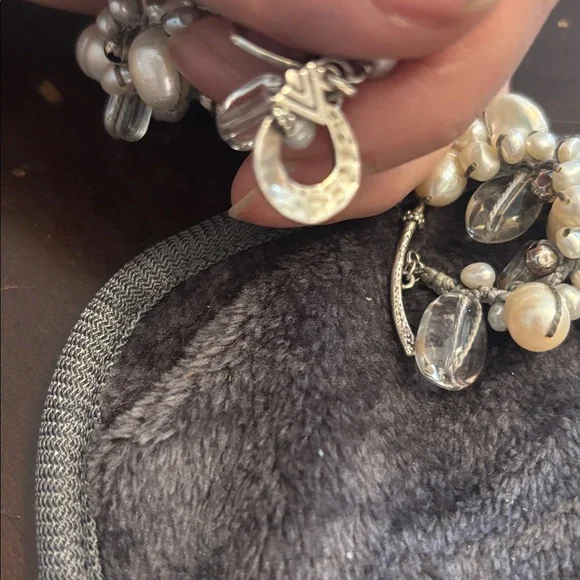 Silpada Elegant 925 Silver toggle and pearl & clear glass beads Bracelet - Picture 7 of 8
